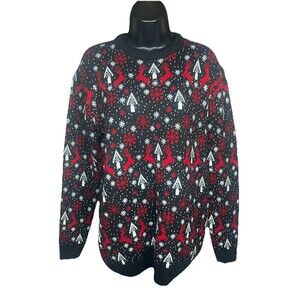 Christmas Festive Tree Women’s Holiday Snowflake Heavy Knit Sweater Chunky Sz XL
